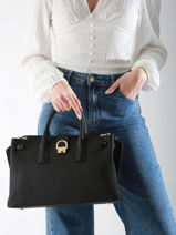 Sac Porté Main M Equestre Cuir Etrier Noir equestre EEQT142M-vue-porte