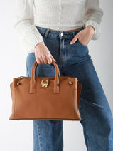 Sac Porté Main M Equestre Cuir Etrier Marron equestre EEQT142M-vue-porte