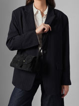 Shoulder Bag S Agnes Suede Leather Etrier Black agnes EAGV205S-vue-porte
