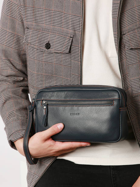 Leather FoulonnÃ© Men's Pocket Etrier Blue foulonne EFOU721S other view 1